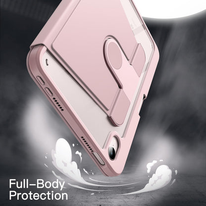 JETech Rotating Case for iPad mini (A17 Pro, 2024 Model, 7th Generation) / mini 6 (2021 Model, 6th Generation) with Pencil Holder, 360 Degree Rotation Protective Stand Cover Clear Back (Purple)