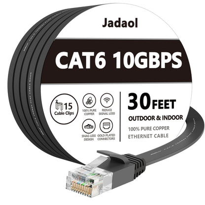 Jadaol Cat 6 Ethernet Cable 50 ft, 10Gbps Support Cat8 Cat7 Network, Flat RJ45 LAN Patch Cable, High-Speed Wired Internet Cable for Router, Modem, Switch, Gaming Consoles, PC, Streaming Devices, White