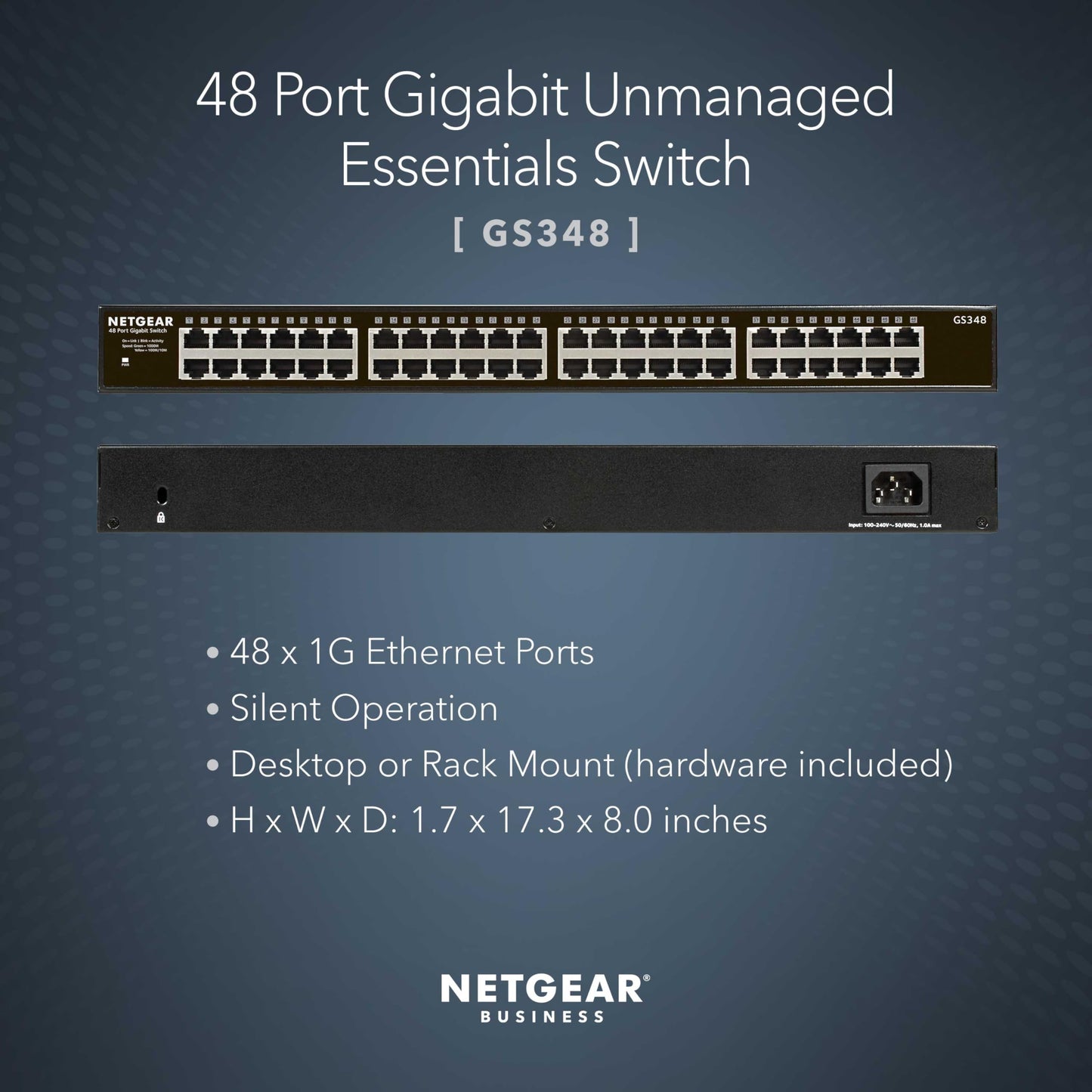 NETGEAR 8-Port Gigabit Ethernet Unmanaged Essentials Switch (GS308) - Home Network Hub, Office Ethernet Splitter, Plug-and-Play, Silent Operation, Desktop or Wall Mount