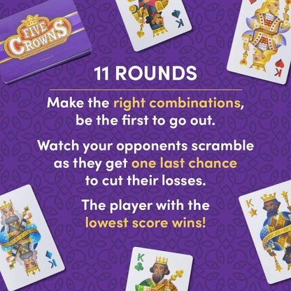 Five Crowns – Card Game for Kids and Adults, Travel and Family Game Night Favorite, The Game isn’t Over Until the Kings Go Wild, 5 Suited Rummy Style Card Game, 1-7 Players, Ages 8+