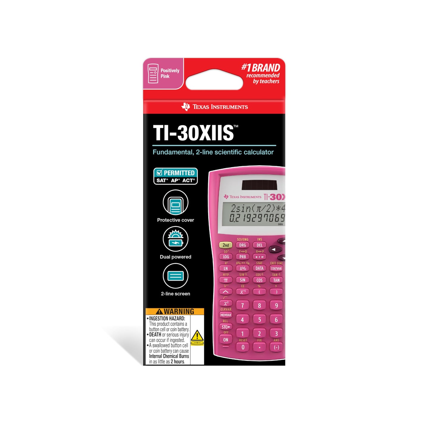 Texas Instruments TI-30XIIS Scientific Calculator, Black with Blue Accents (30XIIS/TBL/1L1/BK)