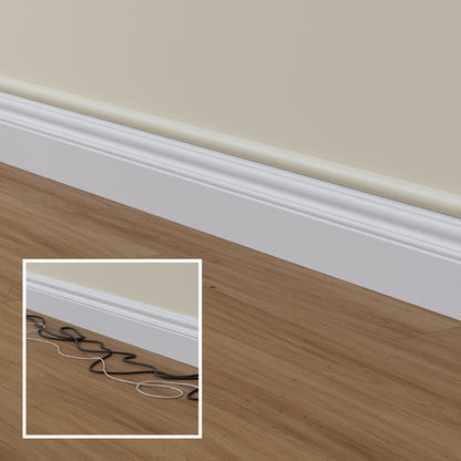 D-Line Cable Raceway On-Wall Cord Cover | 1D3015W | Surface Mount Electrical Channel to Hide and Conceal Cords, Cables, and Wires | White, Paintable