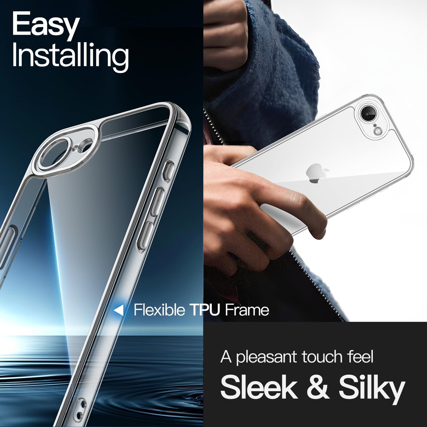 JETech Case for iPhone 16 6.1-Inch, Non-Yellowing Shockproof Phone Bumper Cover, Anti-Scratch Clear Back (Clear)