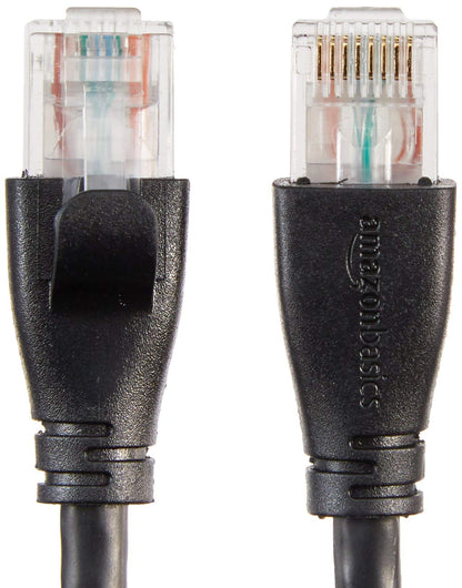 Amazon Basics RJ45 Cat-6 Ethernet Patch Internet Cable, 1Gbps Transfer Speed, Gold-Plated Connectors, Universal Connectivity for PC, TV, Tablet, Router, Printer, 5 Foot, Black
