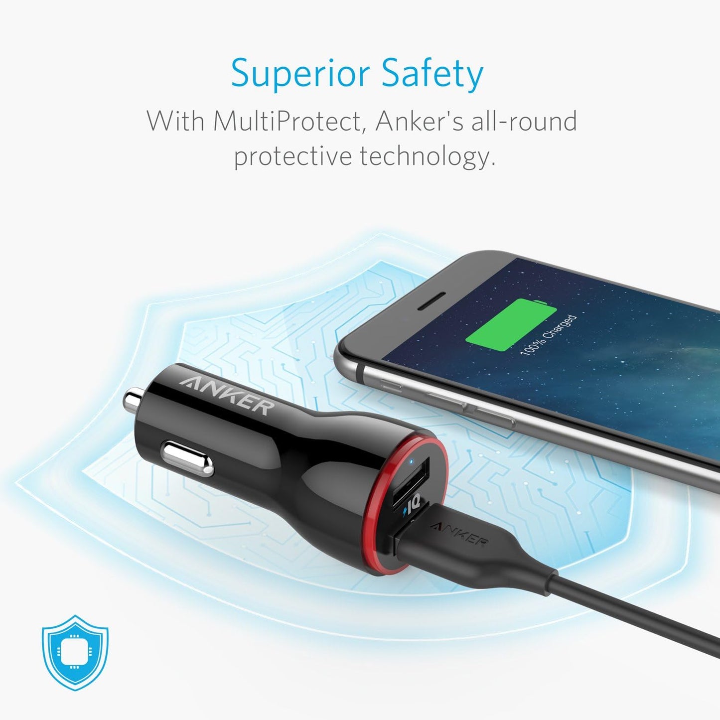 Anker Car Charger Adapter, 24W Dual USB Car Phone Charger, PowerDrive 2 for iPhone 14 13 12 11 Pro Max mini X XR XS 8 Plus, iPad Pro/Air 2/mini, Note 5/4, LG, Nexus, HTC and More