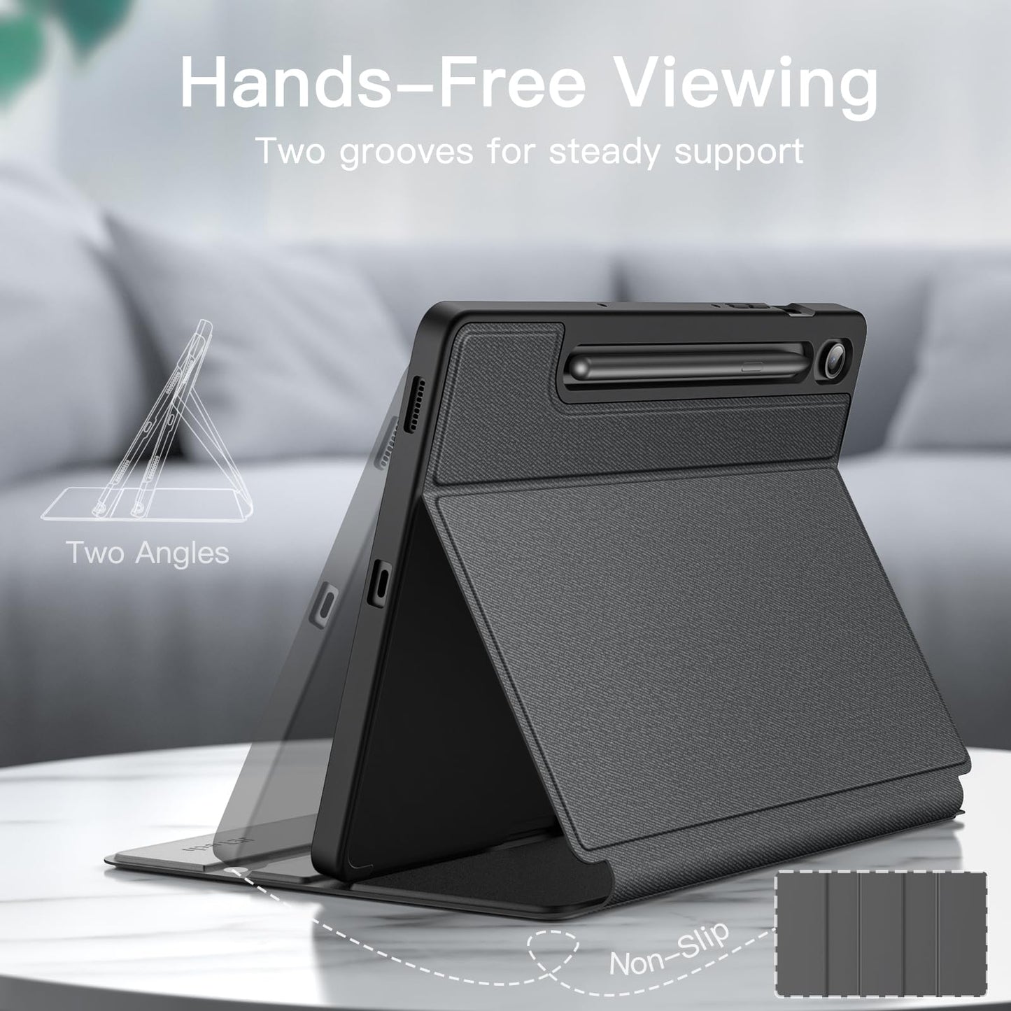 JETech Case for Samsung Galaxy Tab S10 Lite / S10 FE / S9 FE 10.9-Inch with S Pen Holder, Slim Folio Stand Protective Tablet Cover, Multi-Angle Viewing (Black)