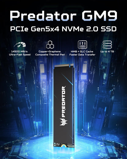 Acer Predator GM7 2TB SSD: M.2 2280 PCIe Gen 4 x4 NVMe 2.0, Read Speed Up to 7400 MB/s, Internal PC Solid State Drive for Laptop, Desktop and PS5 - BL.9BWWR.119