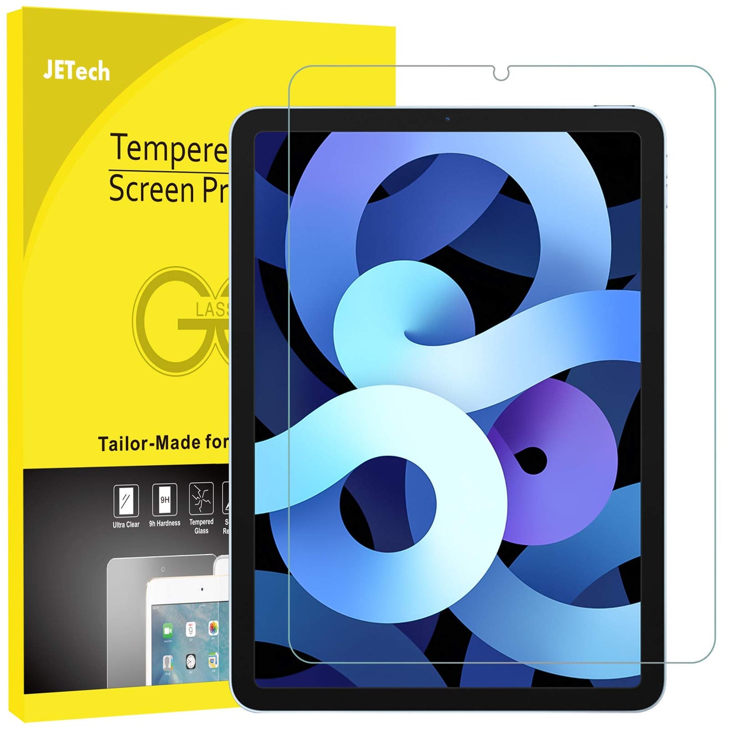 JETech Screen Protector for iPad (10.2-Inch, 2021/2020/2019 Model, 9/8/7 Generation), Tempered Glass Film, 1-Pack