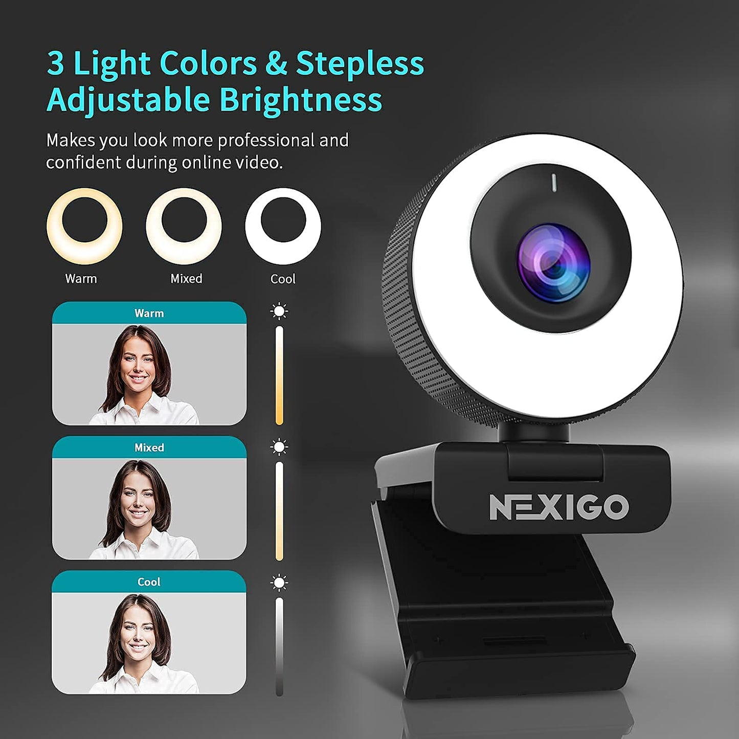 NexiGo N60 1080P Webcam with Microphone, Software Control & Privacy Cover, USB HD Computer Web Camera, Plug and Play, for Zoom/Skype/Teams, Conferencing and Video Calling