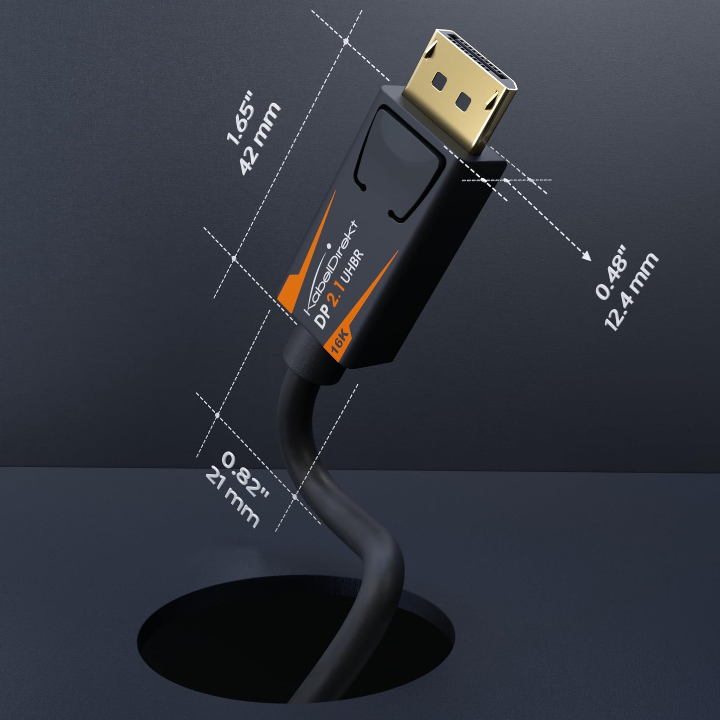 KabelDirekt – DisplayPort 2.1 Cable/16K DP 2.1 Cable – 3ft – Nylon braiding + Break-Proof Metal connectors, DP80 with 80Gbps for Gaming PC/Monitor, FreeSync/G-Sync, for 16K@60Hz, 8K@120Hz, 4K@240Hz