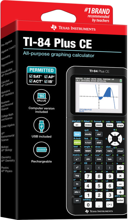 Texas Instruments TI-84 Plus CE Color Graphing Calculator, Black