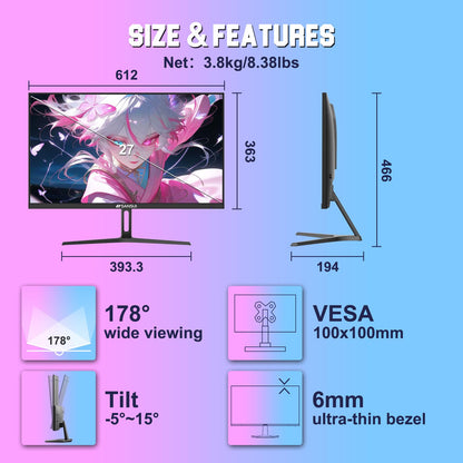 SANSUI 34-Inch Curved Gaming Monitor UWQHD 3440 x 1440P Up to 200Hz 165Hz Curved 1500R - PIP/PBP, OD 1ms, HDR, 300nits, sRGB 130%, DCI-P3 97%,AI Crosshair,HDMI2.1x2,DP1.4(Cable Included)
