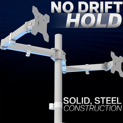 VIVO Dual Monitor Desk Mount, Holds 2 Computer Screens up to 30 inches and 22lbs Each, Heavy Duty Fully Adjustable Steel Stand with C-Clamp and Grommet, Black, STAND-V002