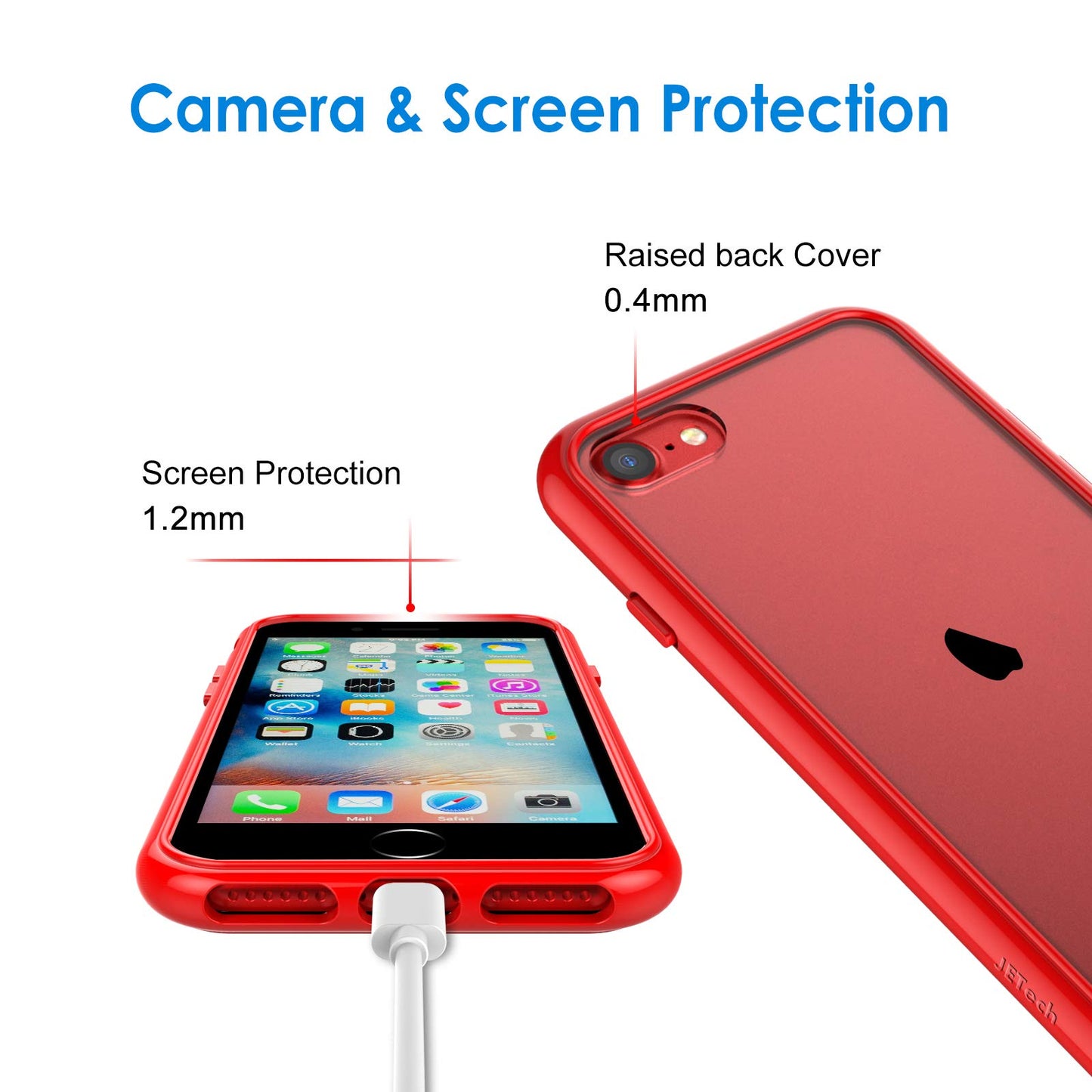 JETech Case for iPhone SE 3/2 (2022/2020 Edition), iPhone 8 and iPhone 7, 4.7-Inch, Non-Yellowing Shockproof Phone Bumper Cover, Anti-Scratch Clear Back (Clear)
