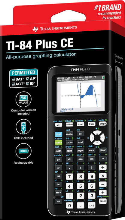 Texas Instruments TI-84 Plus CE Color Graphing Calculator, Black