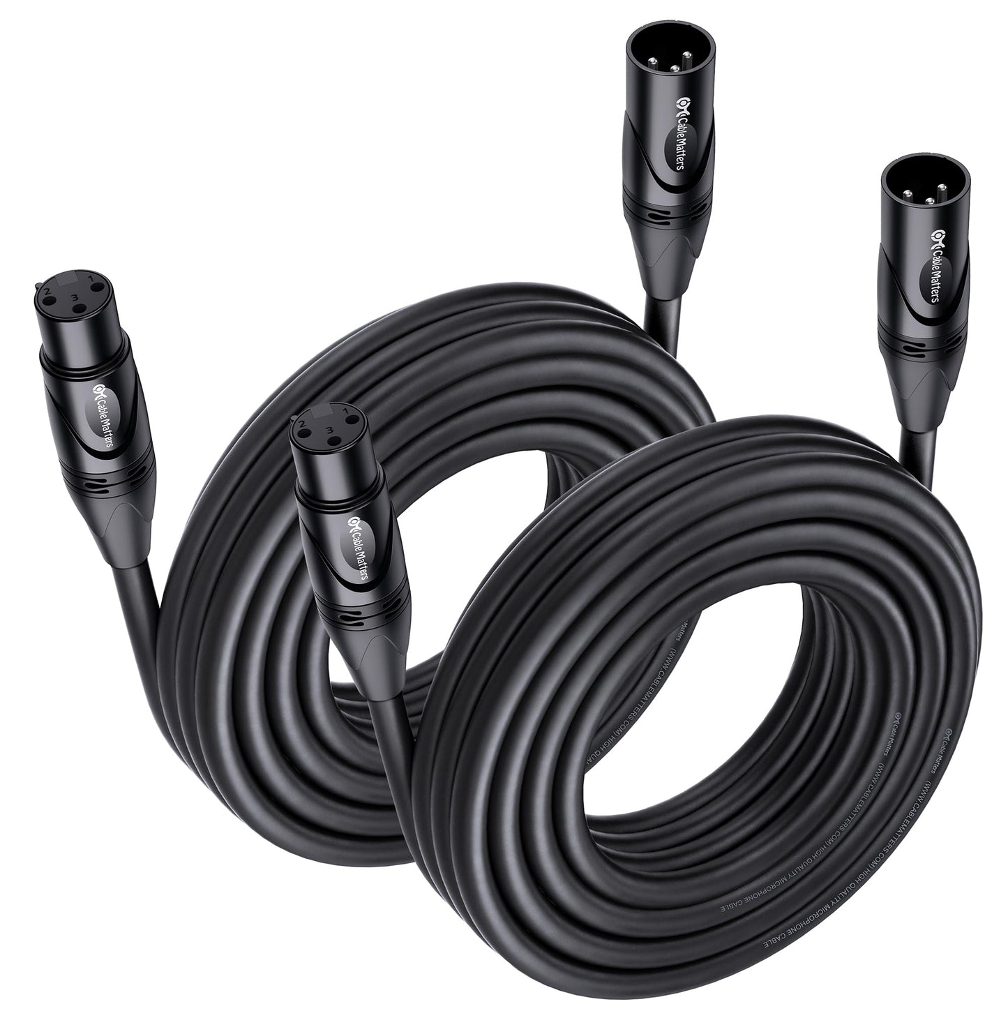 Cable Matters 2-Pack Premium XLR to XLR Cables - 6ft, Male to Female Microphone Cable, Oxygen-Free Copper (OFC) Mic Cord, Black
