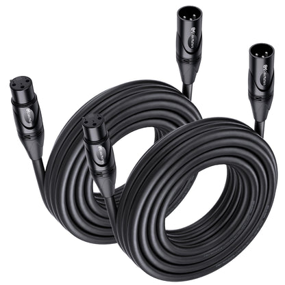 Cable Matters 2-Pack Premium XLR to XLR Cables - 6ft, Male to Female Microphone Cable, Oxygen-Free Copper (OFC) Mic Cord, Black