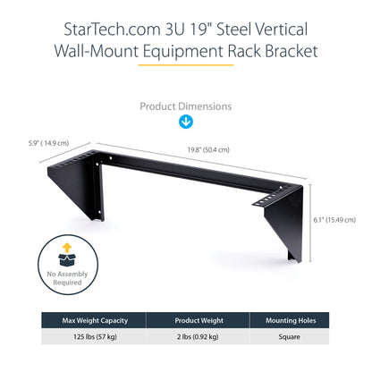 StarTech.com 2U Vertical Wall Mount Patch Panel Bracket - Steel Rack Mount Bracket w/Hardware for 19" Network, Server and Data Equipment , TAA (RK219WALLV)