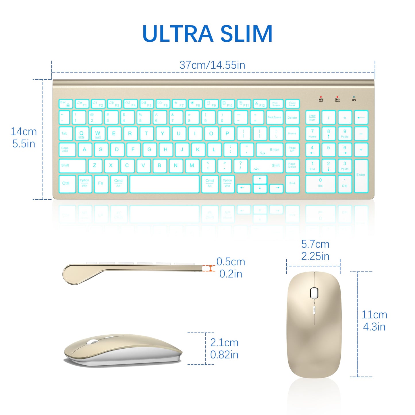 TopMate Wireless Keyboard and Mouse Ultra Slim Combo, 2.4G Silent Compact USB 2400DPI Mouse and Scissor Switch Keyboard Set with Cover, Batteries Included, for PC/Laptop/Windows/Mac - White