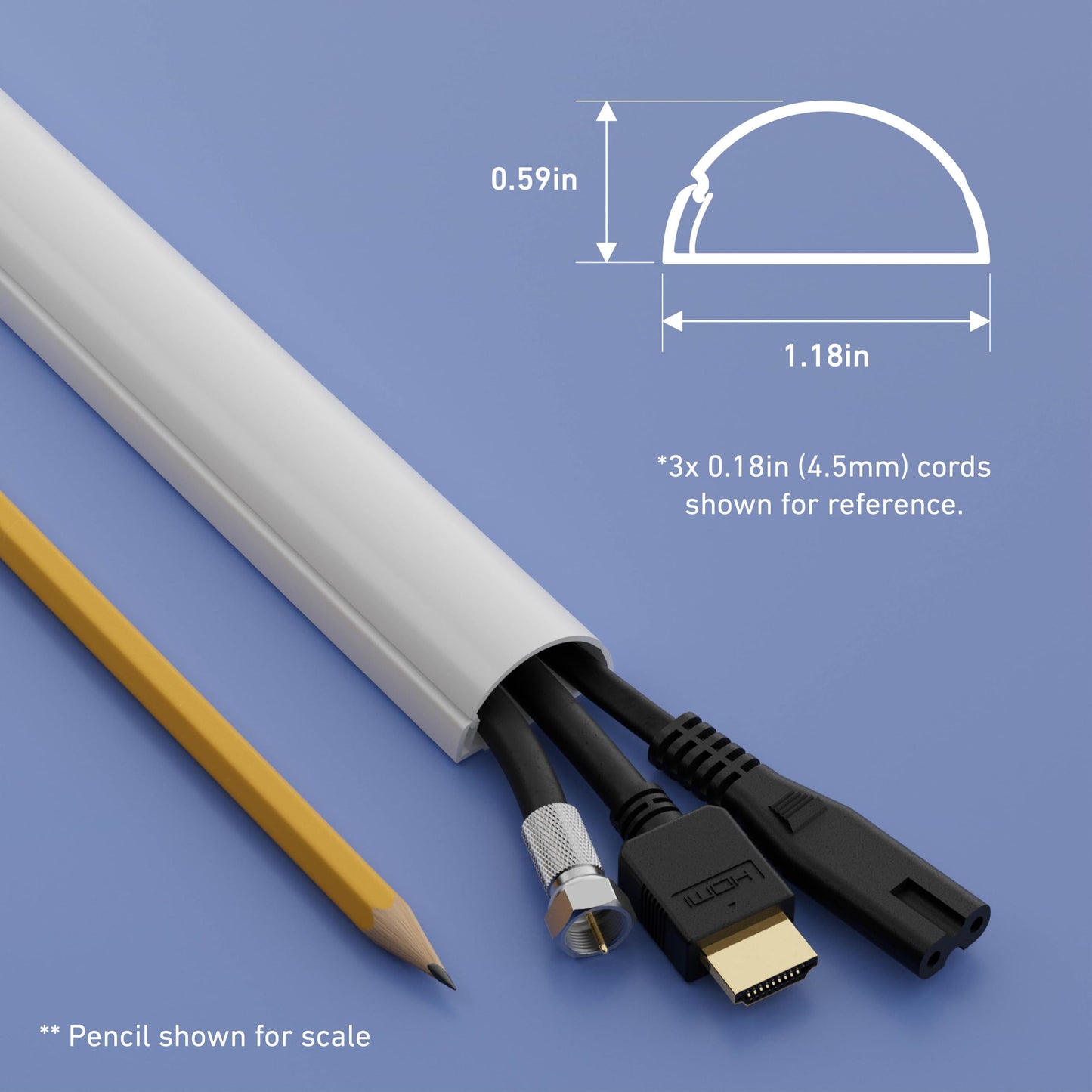 D-Line Cable Raceway On-Wall Cord Cover | 1D3015W | Surface Mount Electrical Channel to Hide and Conceal Cords, Cables, and Wires | White, Paintable