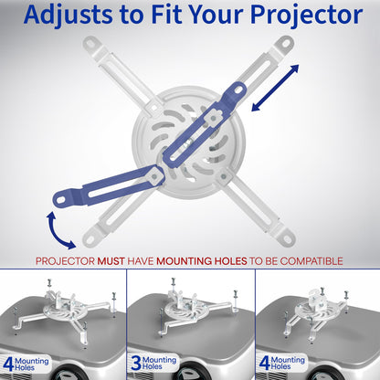 VIVO Universal Extending Ceiling Projector Mount, Height Adjustable Projection, White, MOUNT-VP02W