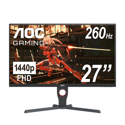 AOC Q32G11ZNE 32" Frameless Gaming Monitor QHD 2560 x 1440, 240Hz, 0.5ms Response time, HDR Ready, Console Gaming Ready, 3-Year Zero Dead Pixel Guarantee, Black