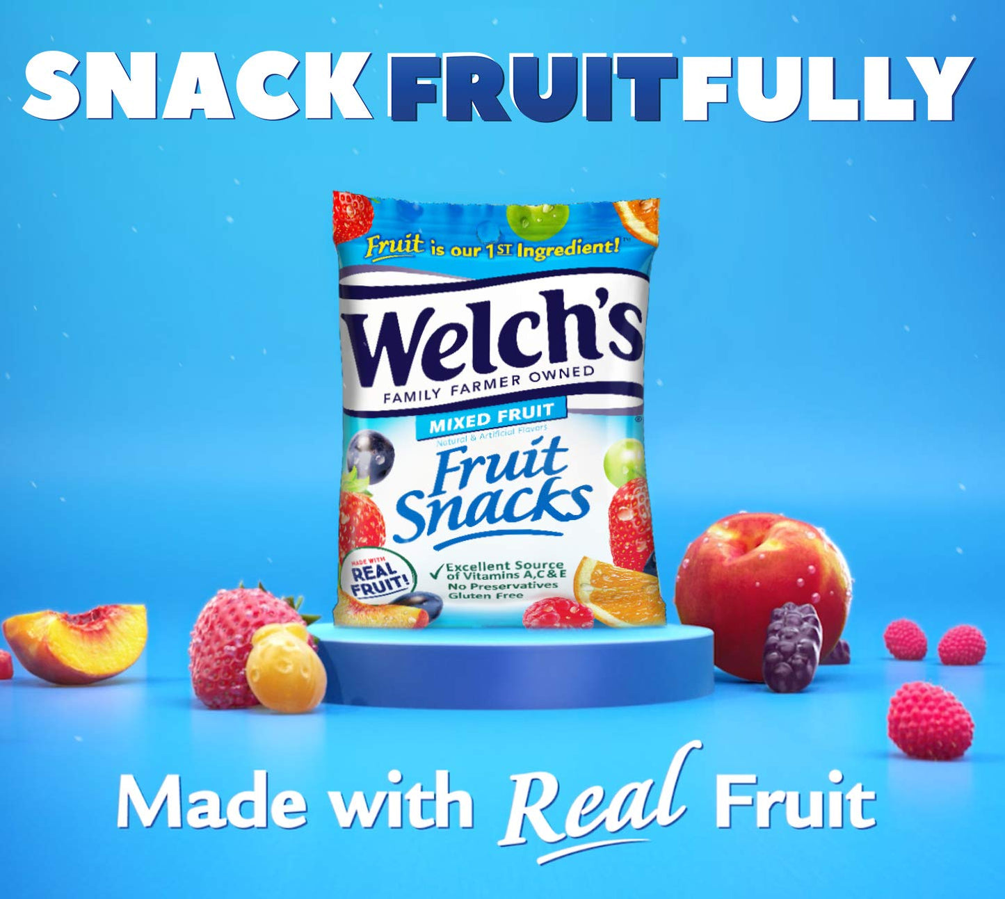 Welch's Fruit Snacks, Mixed Fruit, Bulk Pack, Individual Single Serve Bags, 0.8 oz (Pack of 40)