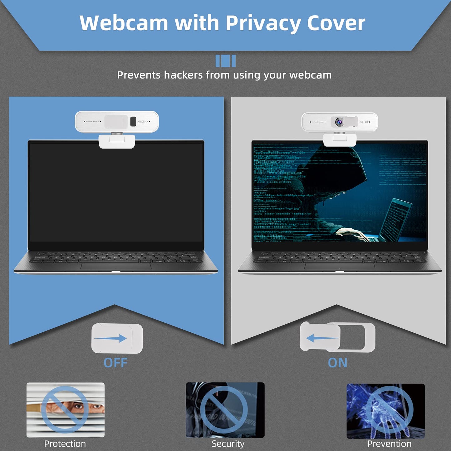 NexiGo N60 1080P Webcam with Microphone, Software Control & Privacy Cover, USB HD Computer Web Camera, Plug and Play, for Zoom/Skype/Teams, Conferencing and Video Calling