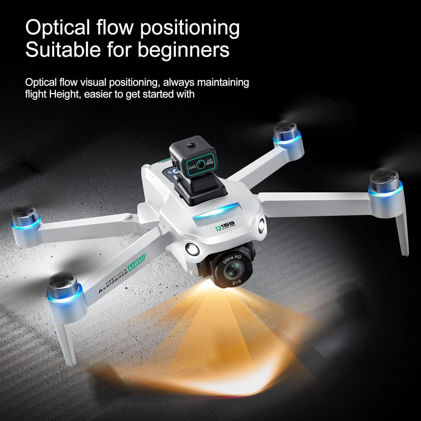 Drones with Camera for Adults 4K, GPS UHD Drone, 5G Remote Controller with Screen, One Key Return, Dual Camere, 3rd Gear Speed, Optical Flow Mode and Obstacle Avoidance, Drone for Beginners (White)