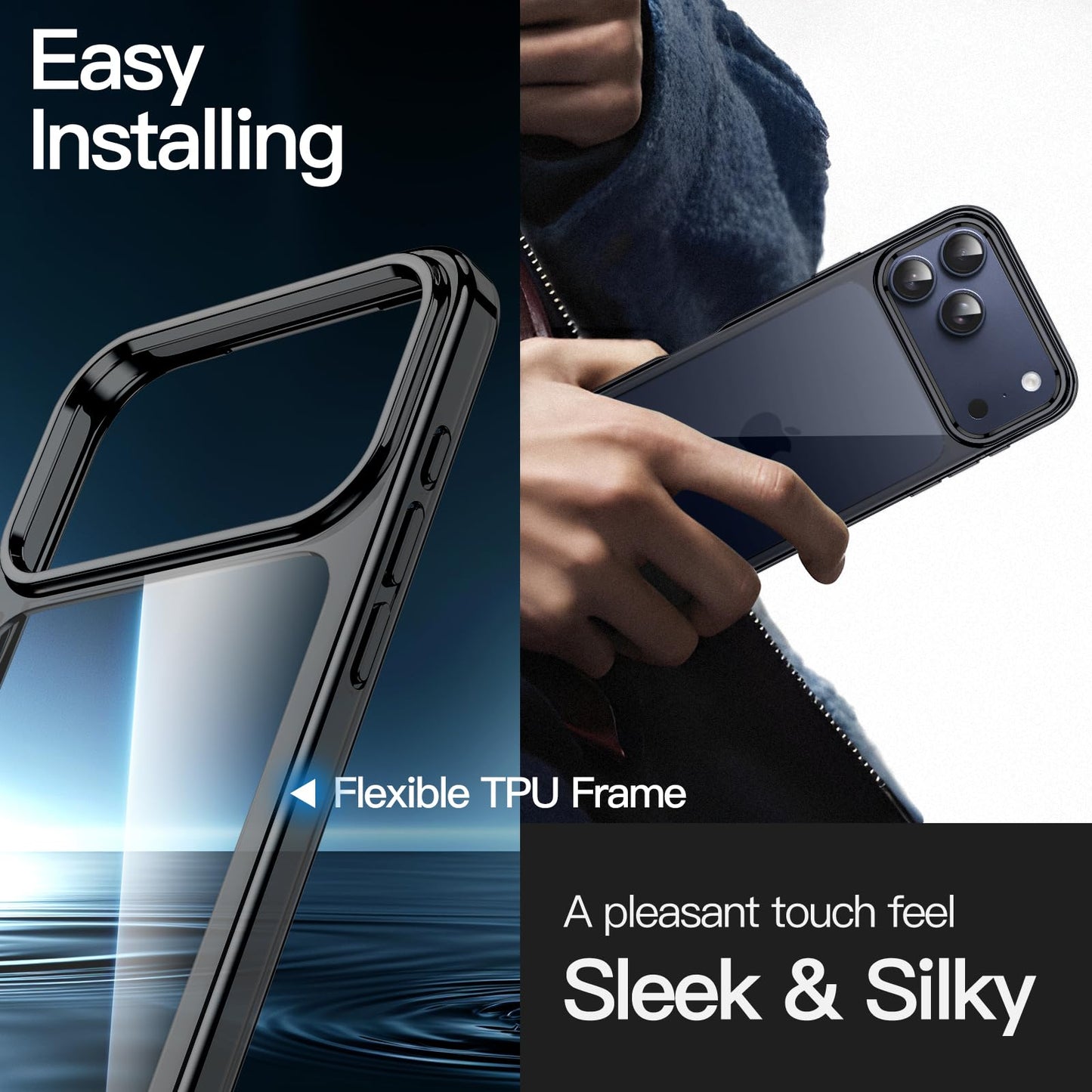 JETech Case for iPhone 17 Pro Max 6.9-Inch, Non-Yellowing Shockproof Phone Bumper Cover, Anti-Scratch Clear Back (Clear)