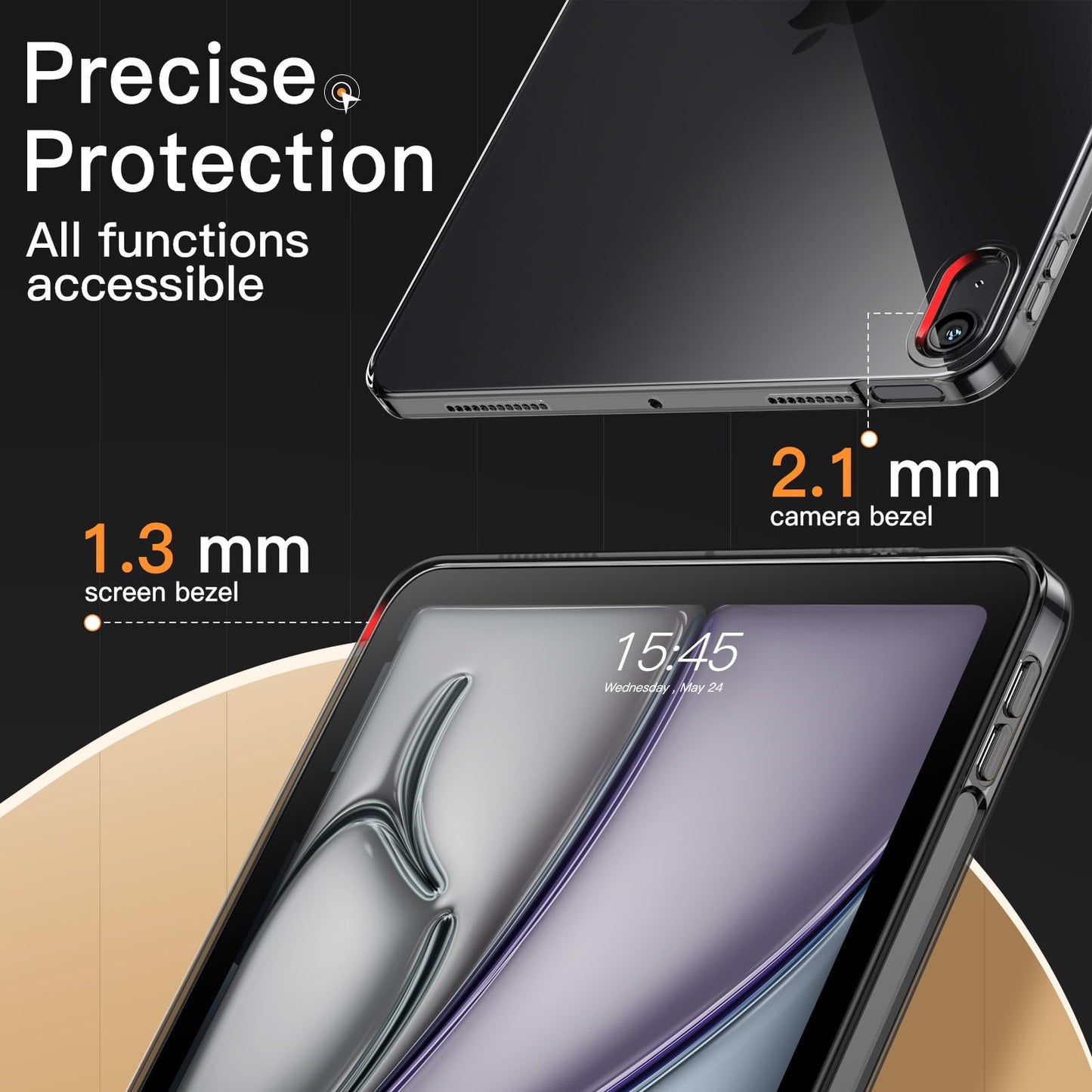 JETech Case for iPad Pro 11-Inch 2022/2021/2020 Model (4th/3rd/2nd Generation), Soft TPU Transparent Slim Shockproof Tablet Cover, Support Pencil 2nd Charging (Clear)