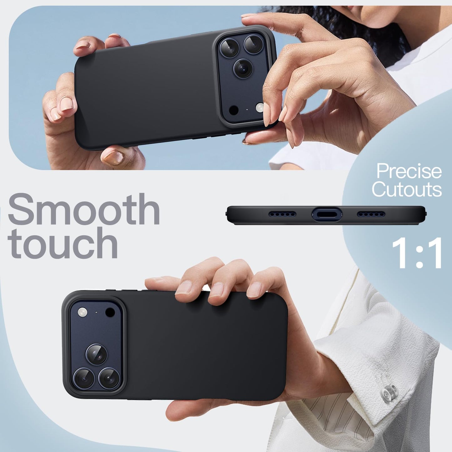 JETech Liquid Silicone Case for iPhone 17 Pro Max 6.9-Inch, Silky Soft Touch Full-Body Protection, Anti-Scratch Shockproof Phone Cover with Microfiber Lining (Dark Blue)