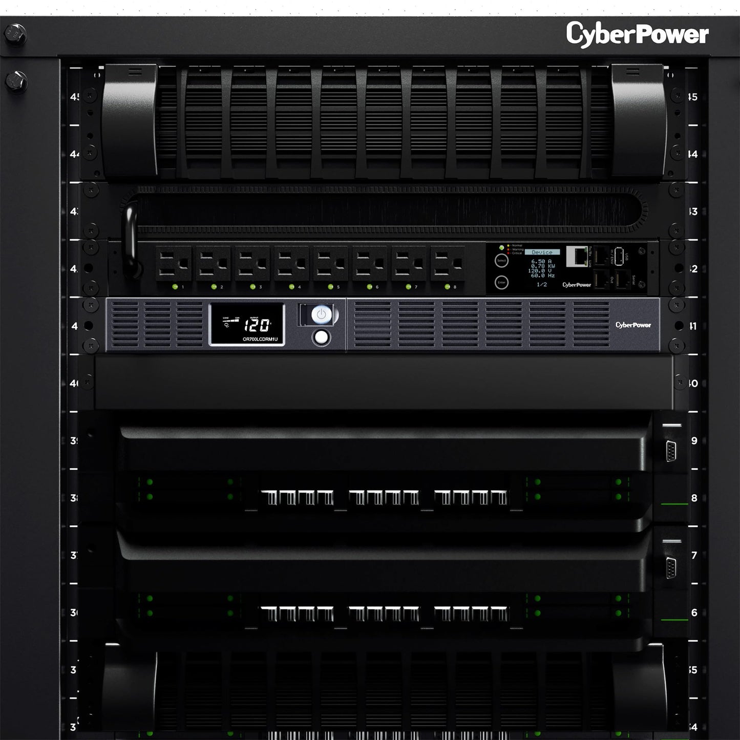 CyberPower OR500LCDRM1U Smart App LCD UPS Battery Backup and Surge Protector, 500VA/300W, 6 Outlets, AVR, 1U Rackmount, UL Certified