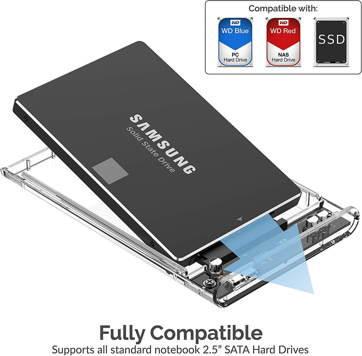 SABRENT 2.5in SATA to USB 3.0 Tool-Free SSD/HDD Enclosure (EC-UASP)