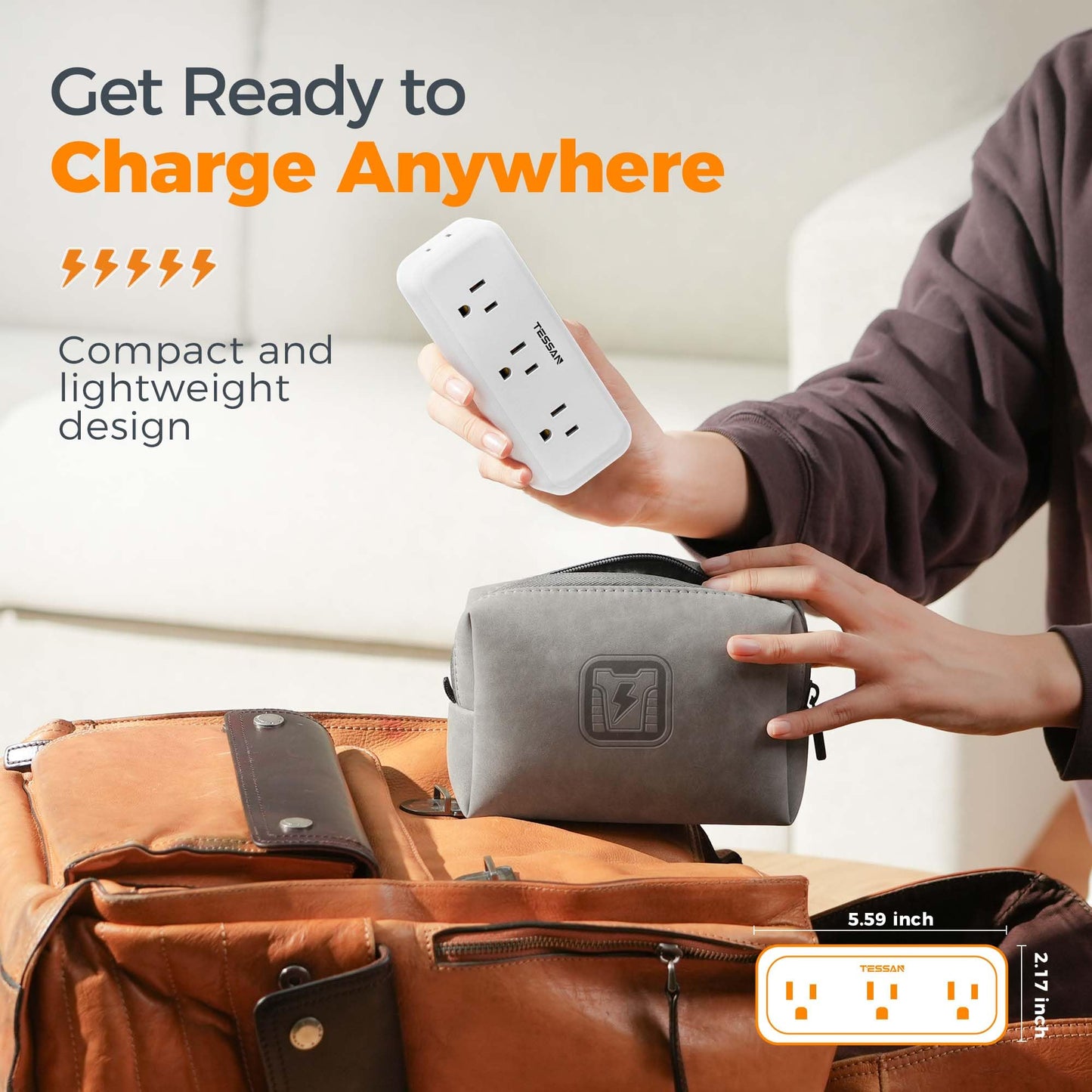 Multi Plug Outlet Extender, TESSAN Surge Protector Wall Plug Splitter with 5 Electrical Outlet Expander, Multiple Plug Adapter for Travel Home Office