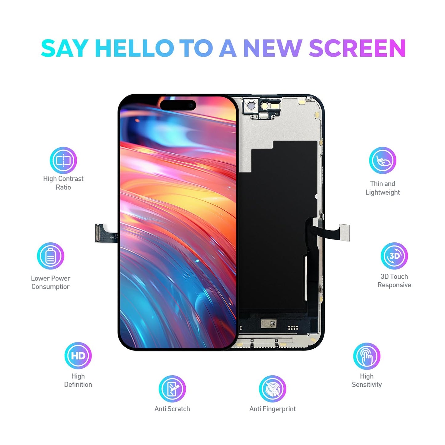 Compatible with iPhone XR Premium LCD Screen Replacement 6.1 inch (Model A1984, A2105, A2106, A2108) High Resolution Display digitizer Assembly Touch Screen
