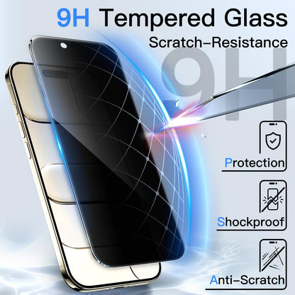 JETech Privacy Screen Protector for iPhone 15 6.1-Inch, Anti-Spy Tempered Glass Film with Easy Installation Tool, 2-Pack