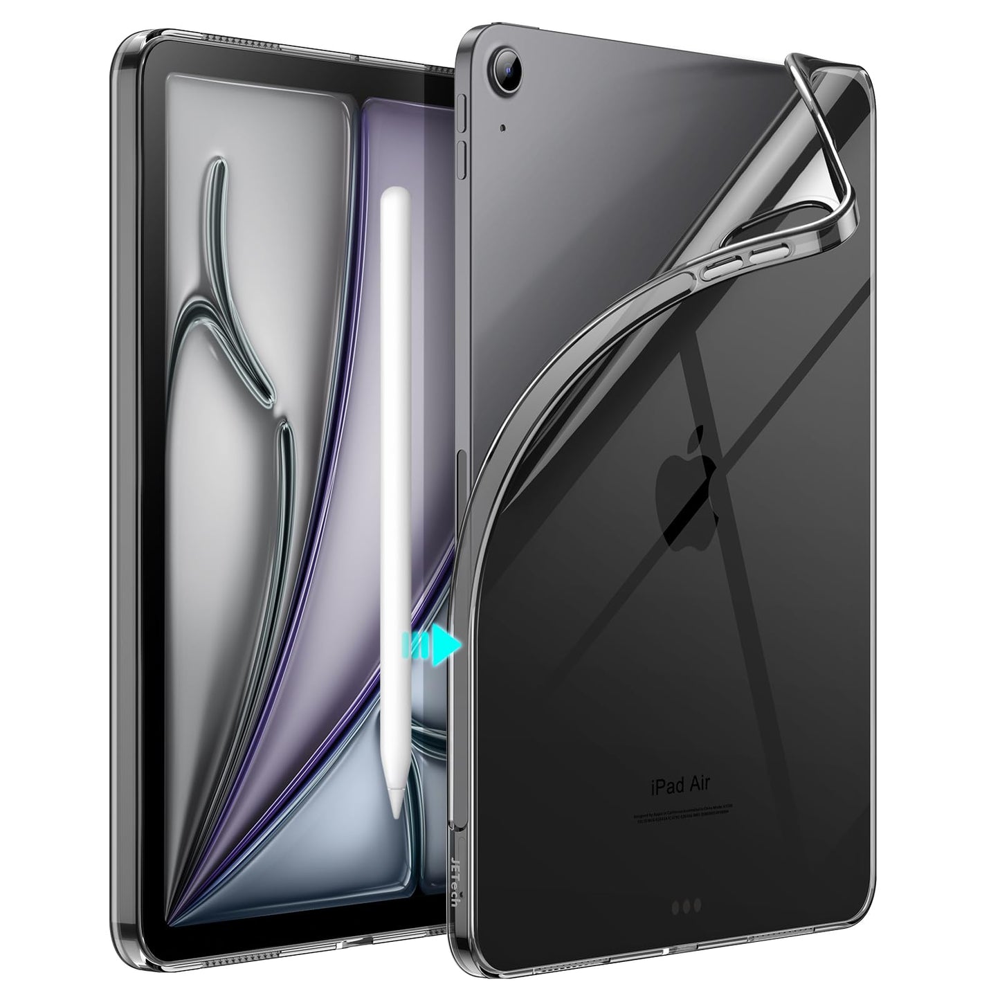 JETech Case for iPad Pro 11-Inch 2022/2021/2020 Model (4th/3rd/2nd Generation), Soft TPU Transparent Slim Shockproof Tablet Cover, Support Pencil 2nd Charging (Clear)