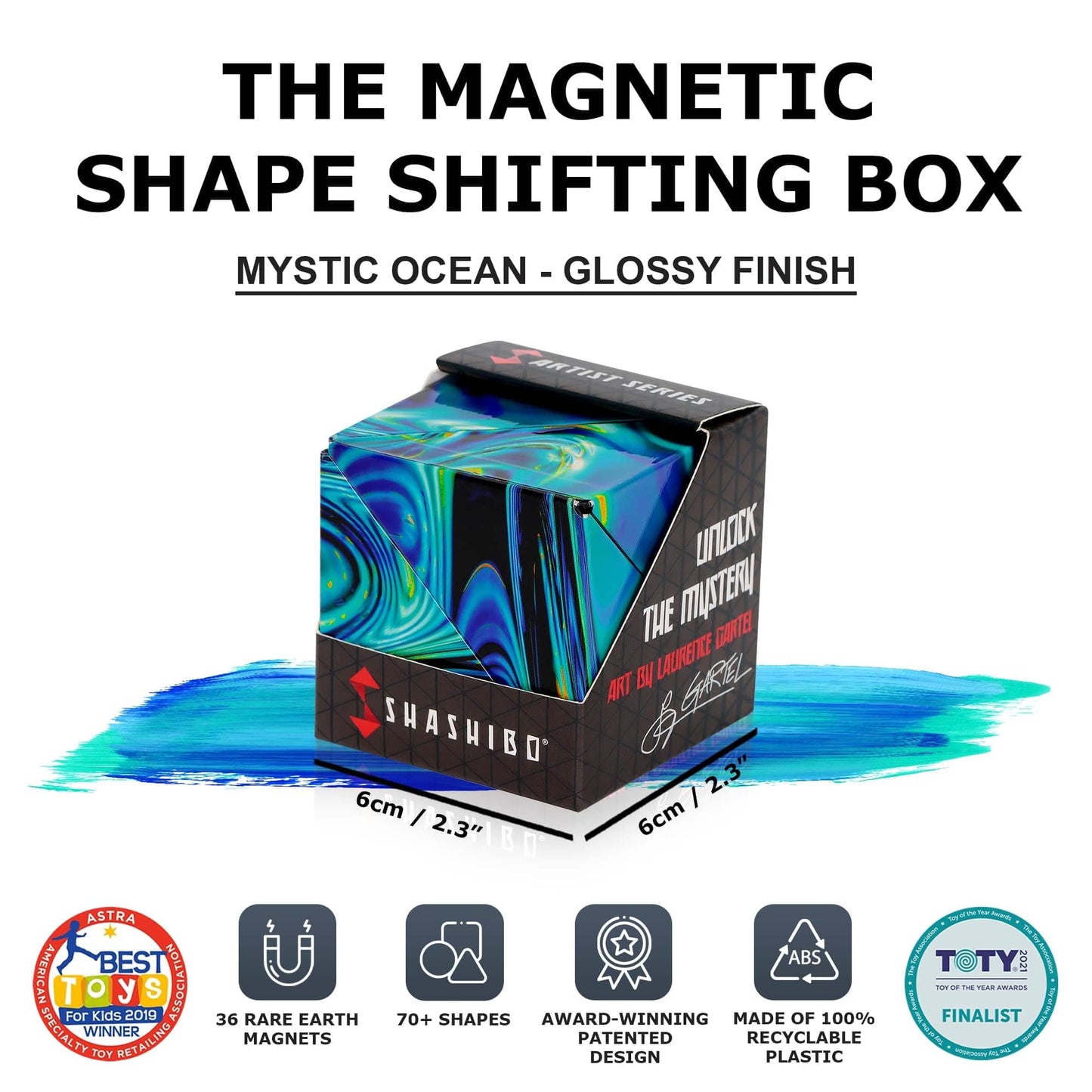 Shashibo Shape Shifting Box - Award-Winning STEM Fidget Toy with Ultra Strong Magnets - Puzzle Cube Transforms Into 100+ Shapes, Perfect Sensory Gift for Kids, Teens, and Adults (Spaced Out)