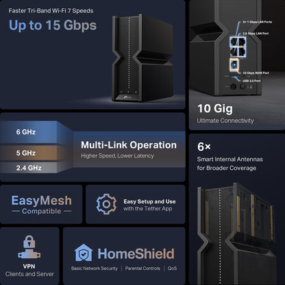 TP-Link AX3000 WiFi 6 Router (Archer AX55 Pro) - Multi Gigabit Wireless Internet, 2 x 2.5 Gbps Ports, Dual Band, VPN Router, OFDMA, MU-MIMO, USB 3.0, WPA3, Compatible with Alexa