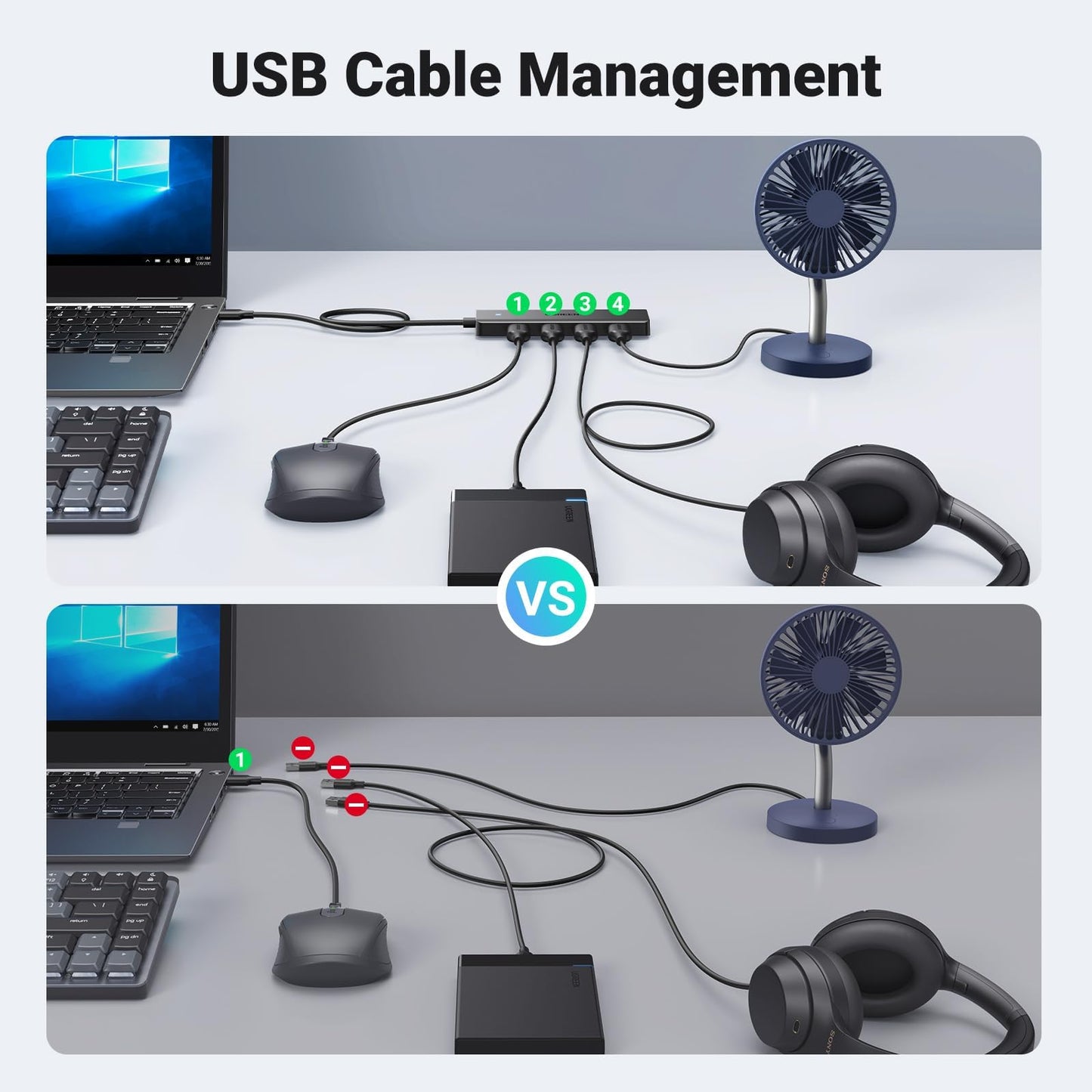 UGREEN USB 3.0 Hub, 4 Ports USB A Splitter Ultra-Slim USB Expander for Mouse, Keyboard, Flash Drive, U Disk, Printer Compatible with Laptop, Desktop PC, Xbox, PS5, and More