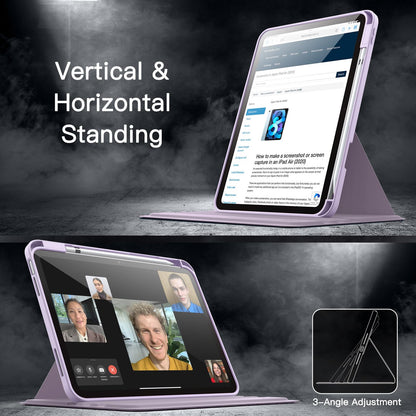 JETech Rotating Case for iPad (A16) 11th/10th Generation (2025/2022) with Pencil Holder, 360 Degree Rotation Protective Stand Cover Clear Back, Auto Wake/Sleep (Navy)
