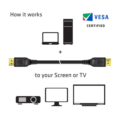 Club3D CAC-2068 VESA Certified DisplayPort to DisplayPort 1.4/Hbr3 M/M Cable DP 1.4 8K 60Hz 2m - 6,56ft
