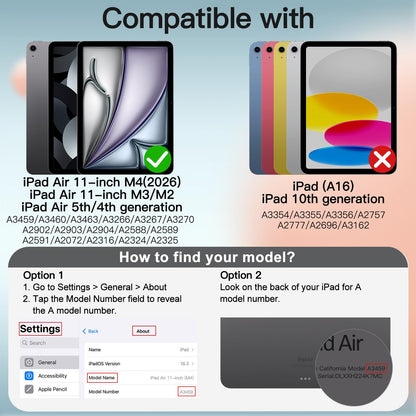 JETech Case ONLY for iPad Air 11-Inch M4/M3/M2 (2026/2025/2024), iPad Air 5/4 (2022/2020 5th/4th Generation 10.9-Inch), Slim Stand Hard Back Shell Cover with Auto Wake/Sleep (Starlight)