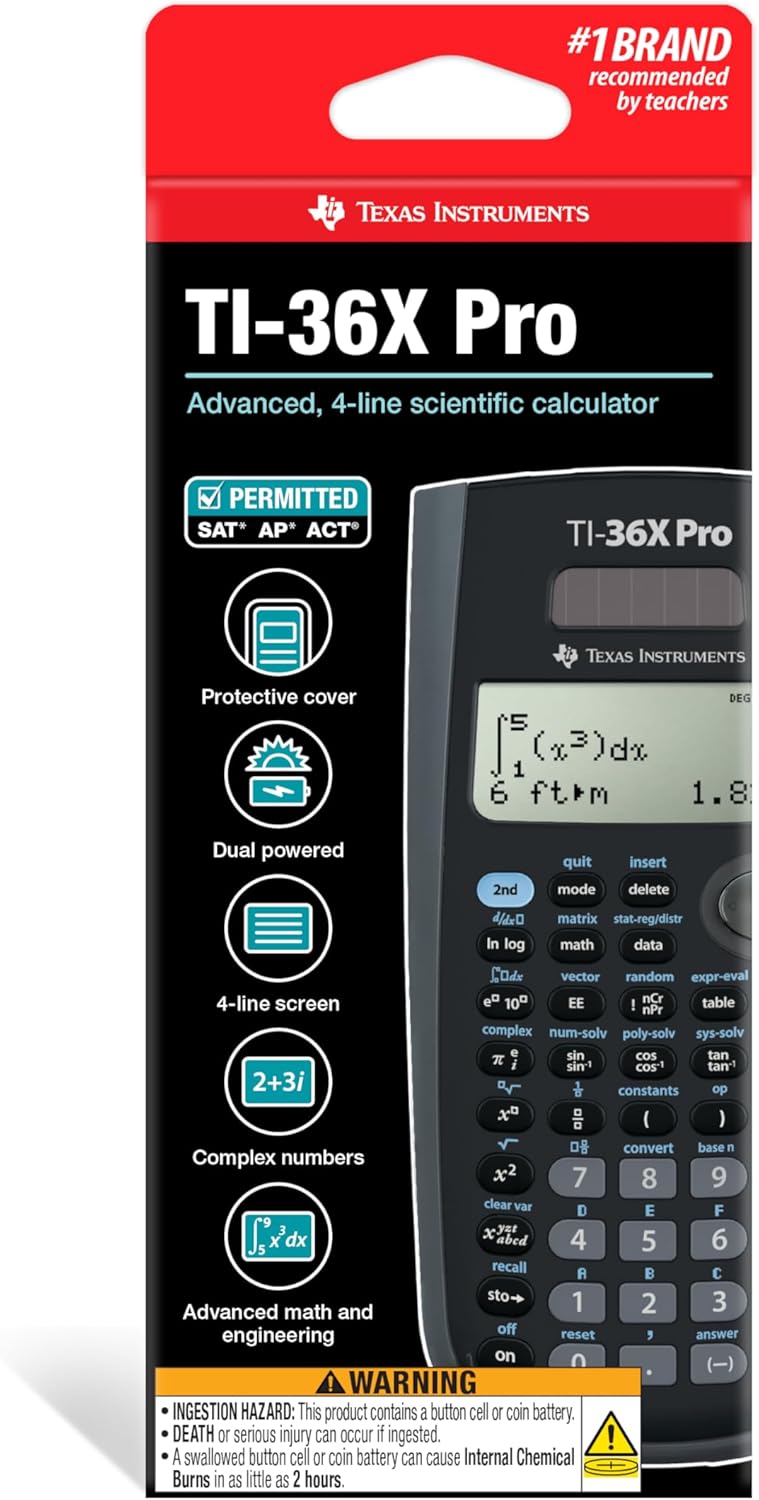 Texas Instruments TI-36X Pro Engineering/Scientific Calculator | 9.7 Inch | Black.
