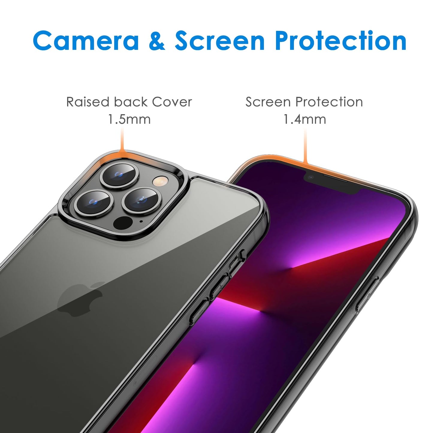 JETech Case for iPhone 13 Pro Max 6.7-Inch, Non-Yellowing Shockproof Phone Bumper Cover, Anti-Scratch Clear Back (Clear)