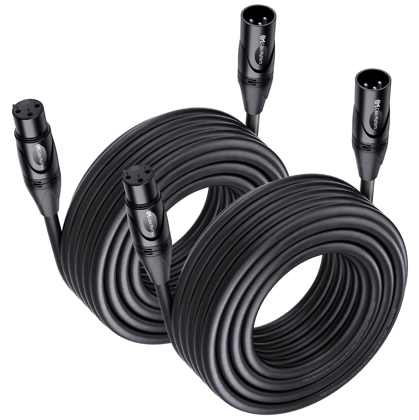 Cable Matters 2-Pack Premium XLR to XLR Cables - 6ft, Male to Female Microphone Cable, Oxygen-Free Copper (OFC) Mic Cord, Black