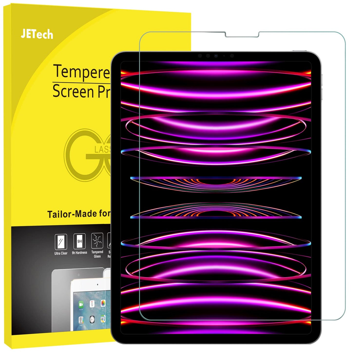 JETech Screen Protector for iPad (10.2-Inch, 2021/2020/2019 Model, 9/8/7 Generation), Tempered Glass Film, 1-Pack