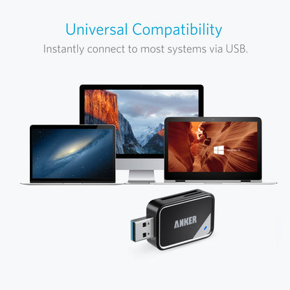 Anker USB 3.0 Micro SD Card Reader, 5Gbps 2-in-1 SD Card Reader to USB Adapter for SDXC, SDHC, MMC, RS-MMC, Micro SDXC, Micro SD, Micro SDHC, UHS-I Cards - USB A CardReader