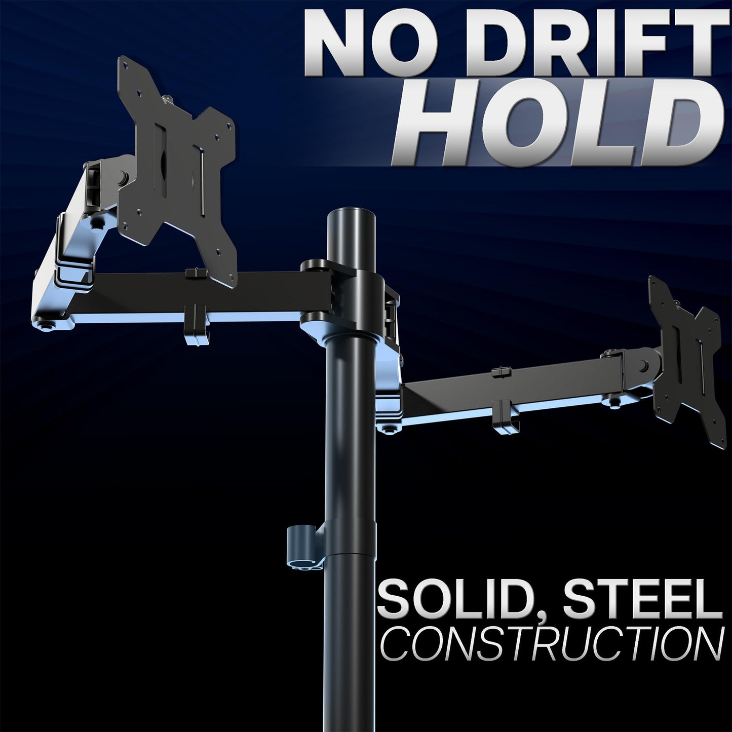 VIVO Dual Monitor Desk Mount, Holds 2 Computer Screens up to 30 inches and 22lbs Each, Heavy Duty Fully Adjustable Steel Stand with C-Clamp and Grommet, Black, STAND-V002